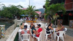 Sitting on a patio in Capurgana, Colombia