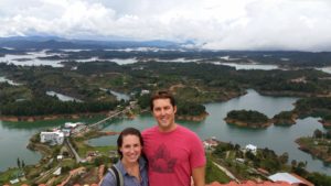 The view point from the top of La Piedra El Penon in Guatape, Colombia