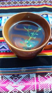 An herbal tea served by the Taquileños to help with digestion at high altitudes.