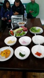 Learning how to make Ceviche on our walking tour in Cusco