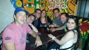 Group photo at one of many bars that night in Santiago, Chile.