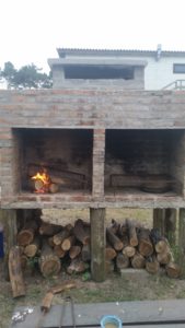 Setting up the Uruguayan BBQ (Parilla)