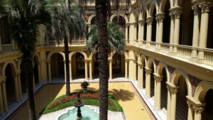 The outdoor terrace in the middle of the Casa Rosada.