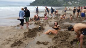 Clair sitting in a hot pool enjoying her Mate. 