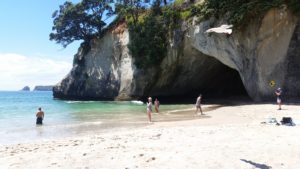 The skies opened up just in time to enjoy the beach at Cathedral Cove.