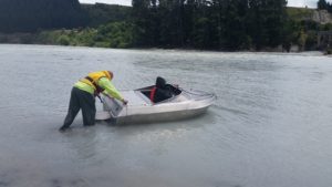 Ross getting the jet boat ready for it's first rip of the day. 