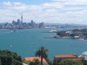 Downtown Auckland from across the Bay. 