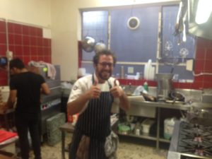 Chef Adam busy making sure things are perfect for his guests of honour for the night.