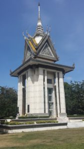 Memorial stupa containing the remains of more than 10,000 people killed at one of many sites in Cambodia. Estimated 1.7 million killed during the genocide.