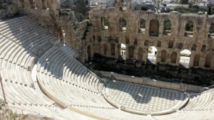 The Odeon of Herodes Atticus, a stone theater located on the slope of the Acropolis.