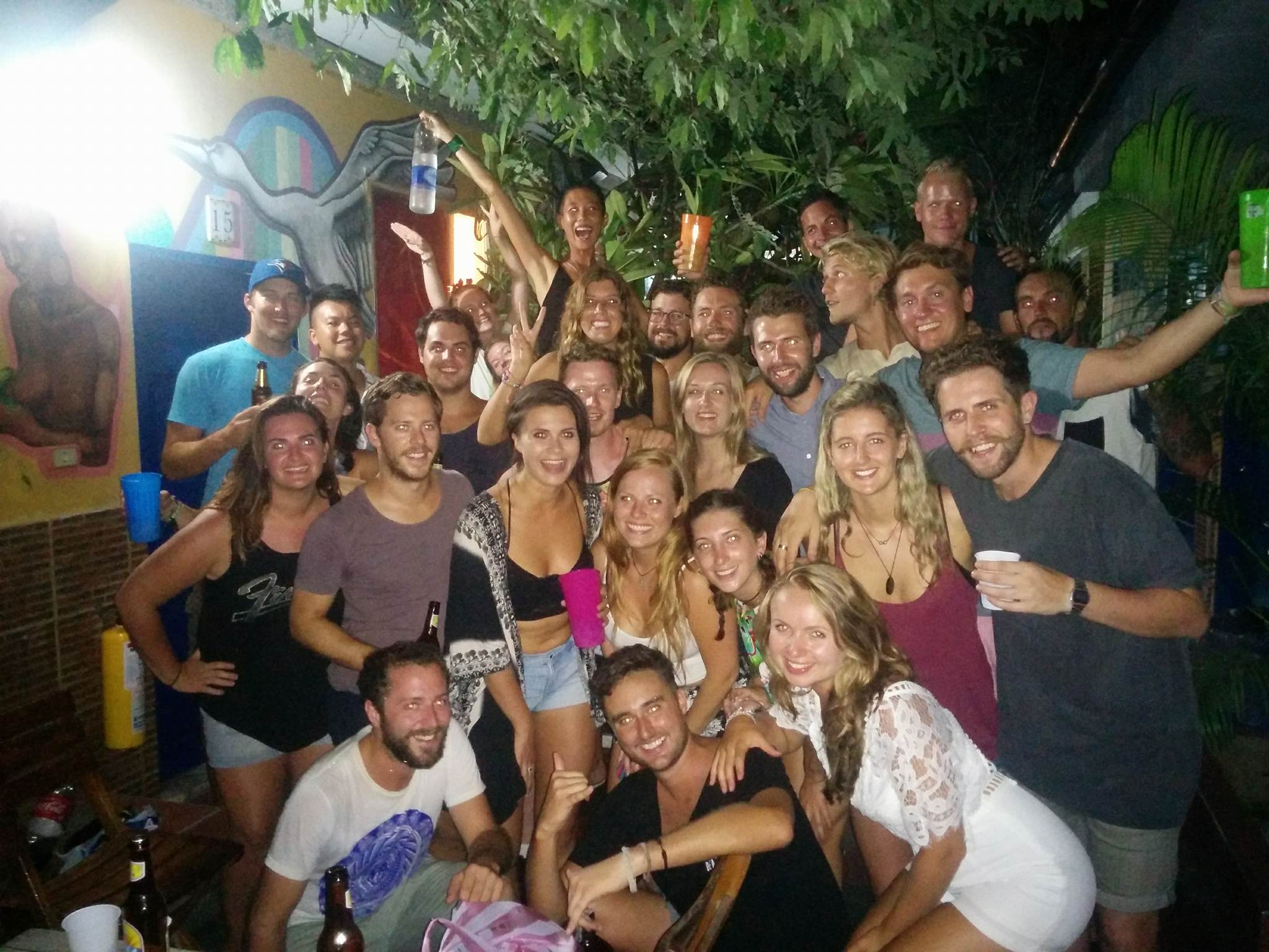 Group photo before going out on a roof top party in Cartegena, Colombia